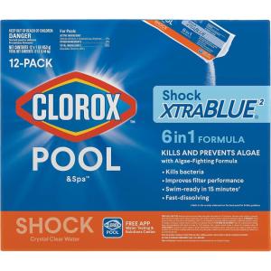 imageClorox PoolampampSpa 33512CLX Pool Shock XtraBlue 12 1lb Bags 12 Pack White