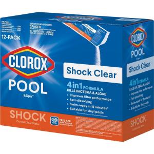 imageClorox PoolampampSpa Shock Clear for Crystal Clear Swimming Pool Water Swimready in 15 minutes Suitable for vinyl pools 12Pack12 Pack