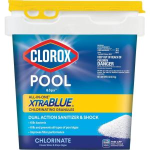 imageCLOROX PoolampampSpa AllinOne XtraBlue Chlorinating Granules Kills Bacteria ampamp Stops Algae Blue 6 Pounds6 Pounds