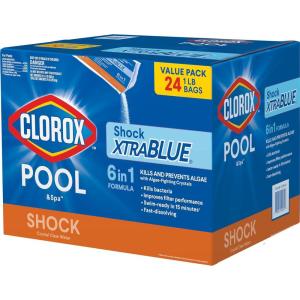 imageClorox PoolampampSpa Shock XTRABLUE Plus Kills Bacteria ampamp Algae in Swimming Pools SwimReady in 15 Minutes 12Pack24 Pack