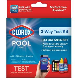 imageClorox PoolampampSpa Swimming Pool 3Way Water Test Kit Accurately Measures Bromine Chlorine and pH Levels Pack of 1Blue
