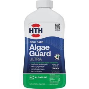 imageHTH 67084 Pool Care Algae Guard Advanced All Algae Eliminator for Swimming Pools  FastActing Destroys ampamp Prevents Green Black ampamp Mustard Algae Keeps Pool Water Crystal Clear 32 fl ozUltra Algaecide