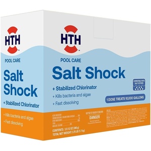 image:imageHTH 52047 Swimming Pool Care Salt Shock Stabilized Chlorinator 1 dose Treats 10000 gallons 5x12oz PacketsPack of 1