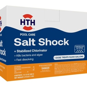 image:imageHTH 52047 Swimming Pool Care Salt Shock Stabilized Chlorinator 1 dose Treats 10000 gallons 5x12oz PacketsPack of 6